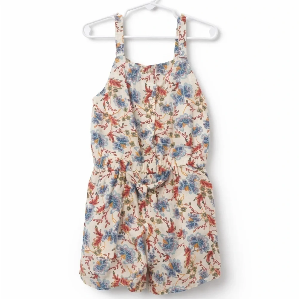 Old Navy Girls Floral Sleeveless Romper Linen Blend Size Medium (8)